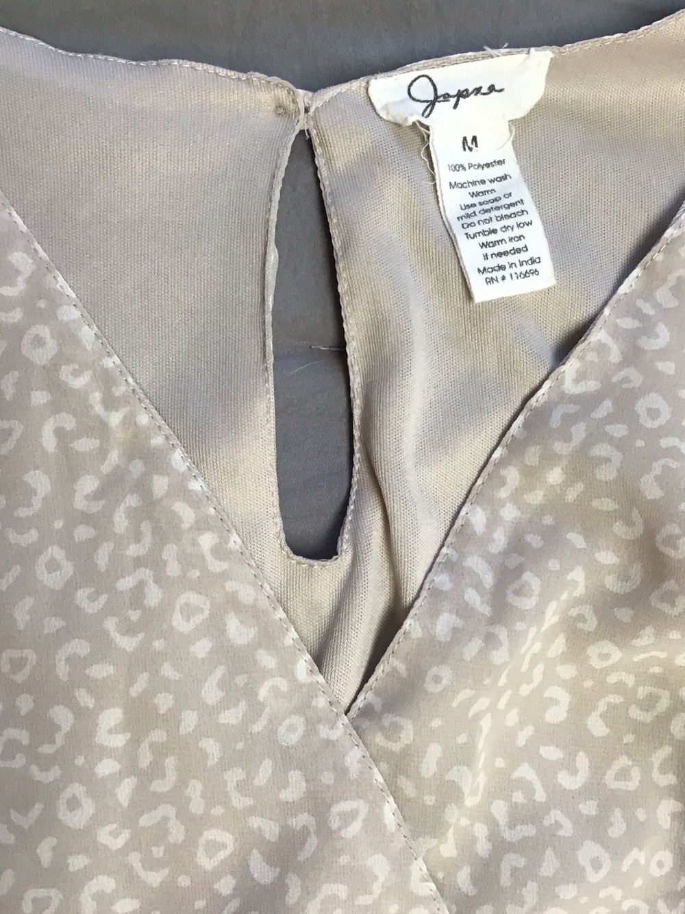 Japna Cream Tiered V‑Neck Long‑Sleeve Dress - Picture 2 of 5